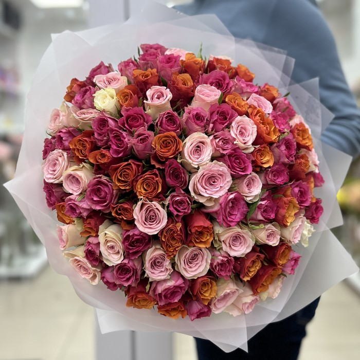 101 роза жаркий микс